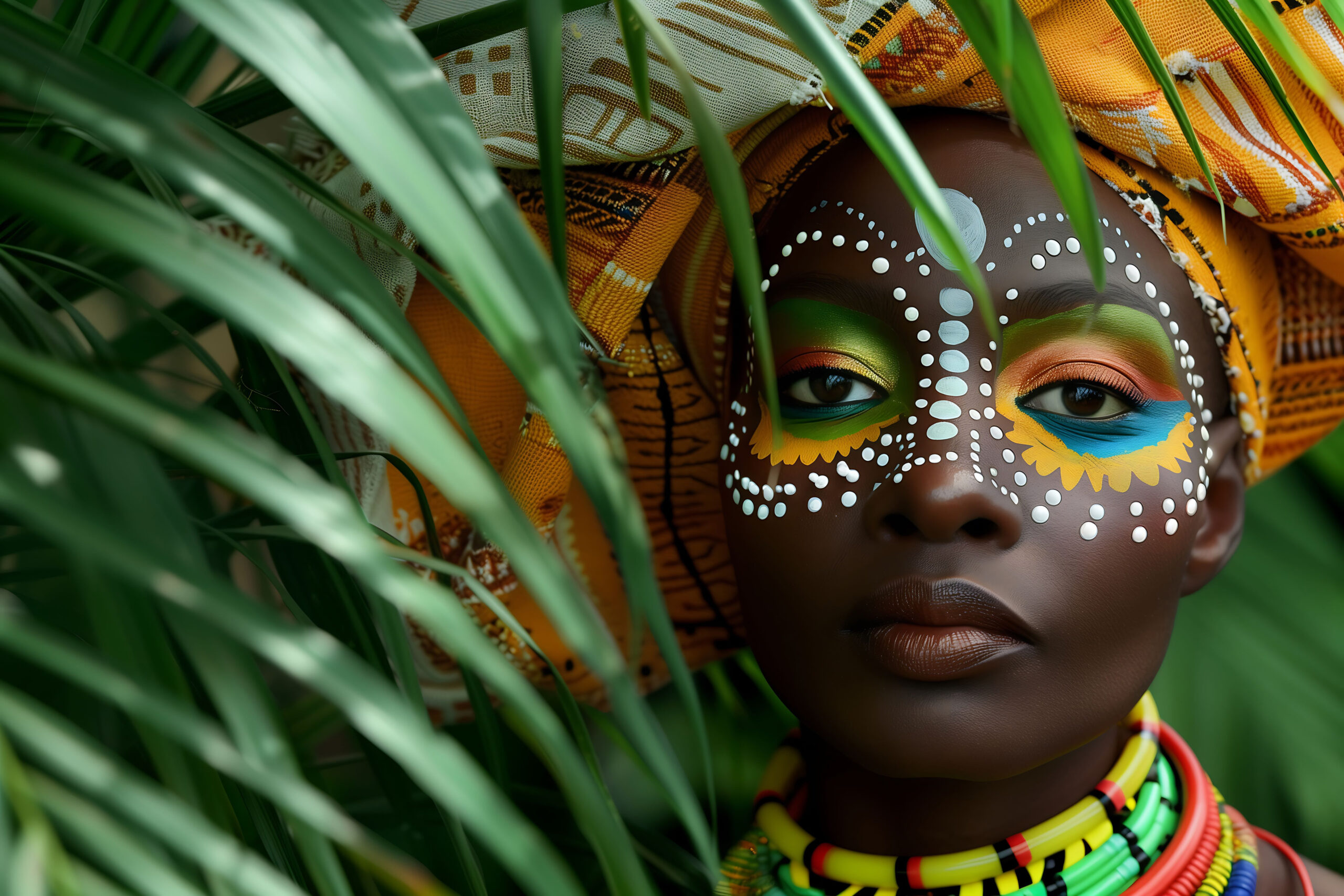 two women with painted faces sitting next to each other